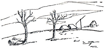 Кишиневский пейзаж. Рисунок Пушкина. 1821