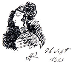 Калипсо Полихрони. Рисунок Пушкина. 1821