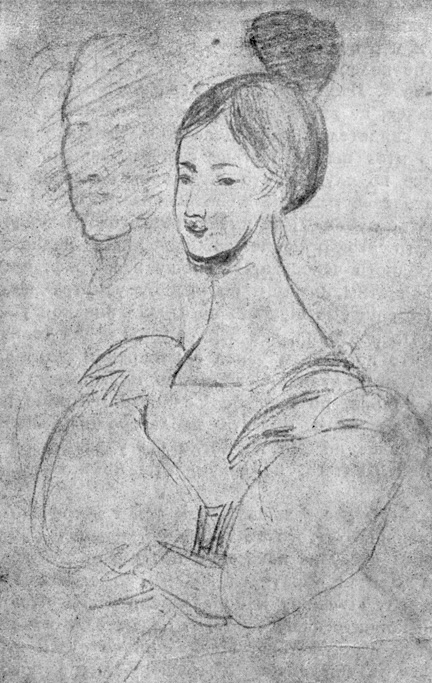 Рисунок Пушкина, изображающий его жену и его самого