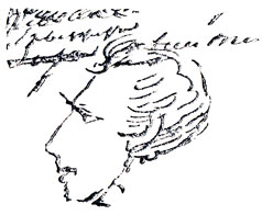 Е. А. Баратынский. Рисунок Пушкина. 1828