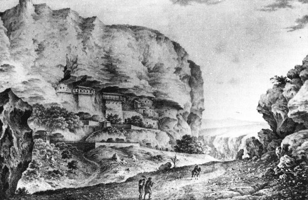 Успенский скит под Бахчисараем. Литография Ф. Гросса. 1830-е гг.