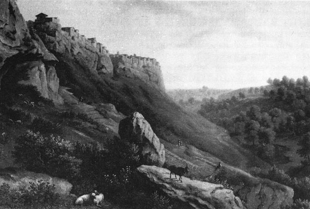Пещерный город-крепость Чуфут-Кале. Картина Ж. К. Мивиля. 1818 г.