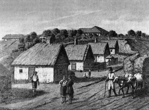 Каменка. Часть усадьбы Давыдовых. Рисунок. 1853 г.