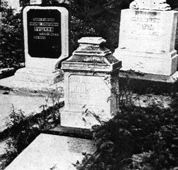 На семейном кладбище Пушкиных в Лопасне (г. Чехов). Фотография 1975 г.