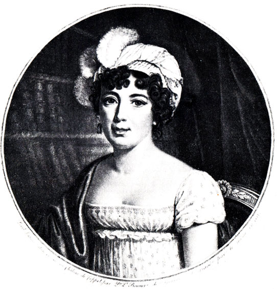Г-жа де Сталь. Гравюра П.-Л. Бувье с портрета, писанного им же. 1816-1817